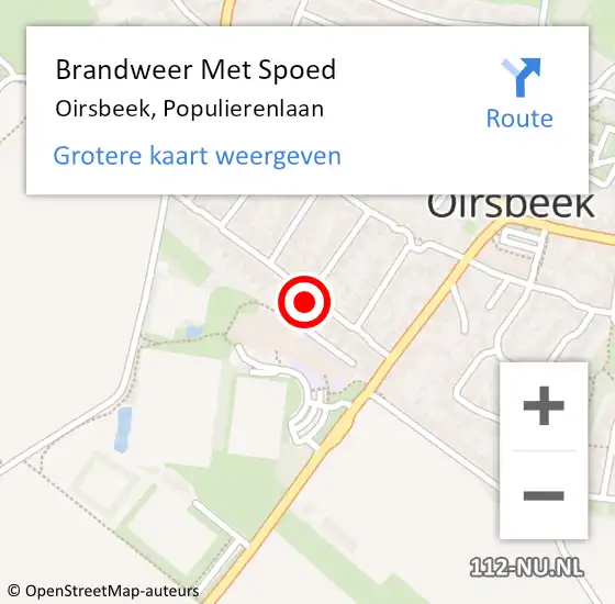 Locatie op kaart van de 112 melding: Brandweer Met Spoed Naar Oirsbeek, Populierenlaan op 27 april 2022 20:42