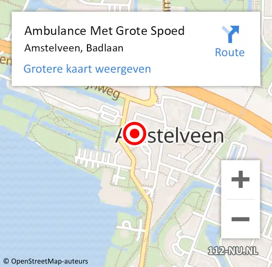 Locatie op kaart van de 112 melding: Ambulance Met Grote Spoed Naar Amstelveen, Badlaan op 27 april 2022 21:04