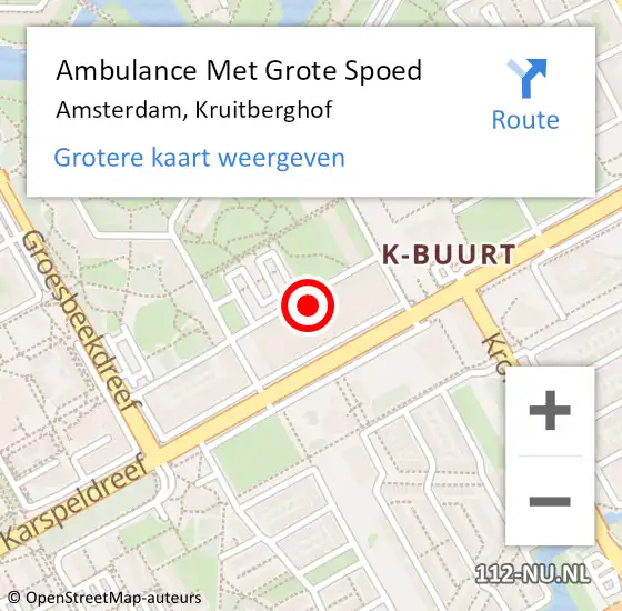 Locatie op kaart van de 112 melding: Ambulance Met Grote Spoed Naar Amsterdam-Zuidoost, Kruitberghof op 27 april 2022 21:10