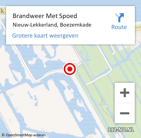 Locatie op kaart van de 112 melding: Brandweer Met Spoed Naar Nieuw-Lekkerland, Boezemkade op 27 april 2022 21:27