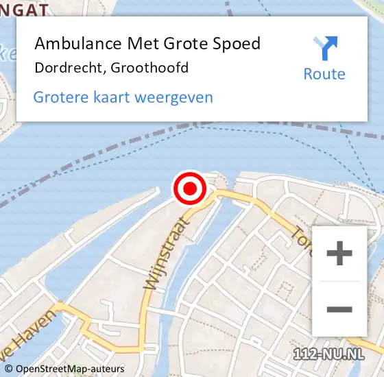 Locatie op kaart van de 112 melding: Ambulance Met Grote Spoed Naar Dordrecht, Groothoofd op 27 april 2022 21:29