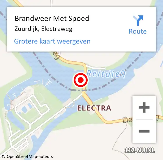 Locatie op kaart van de 112 melding: Brandweer Met Spoed Naar Zuurdijk, Electraweg op 27 april 2022 21:38