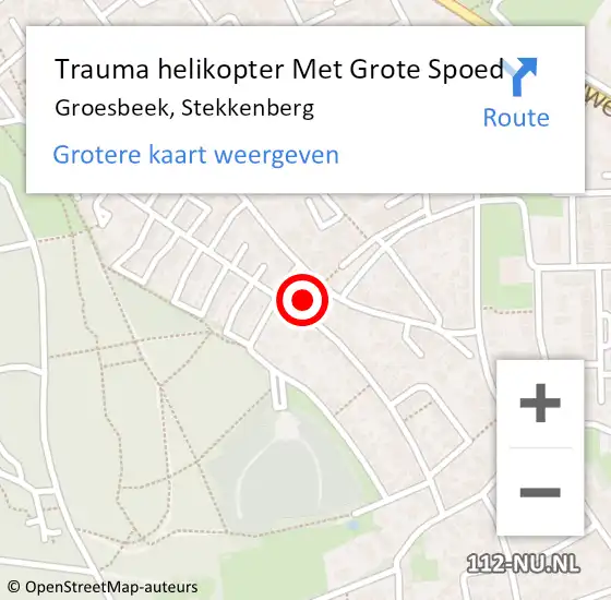 Locatie op kaart van de 112 melding: Trauma helikopter Met Grote Spoed Naar Groesbeek, Stekkenberg op 27 april 2022 21:38