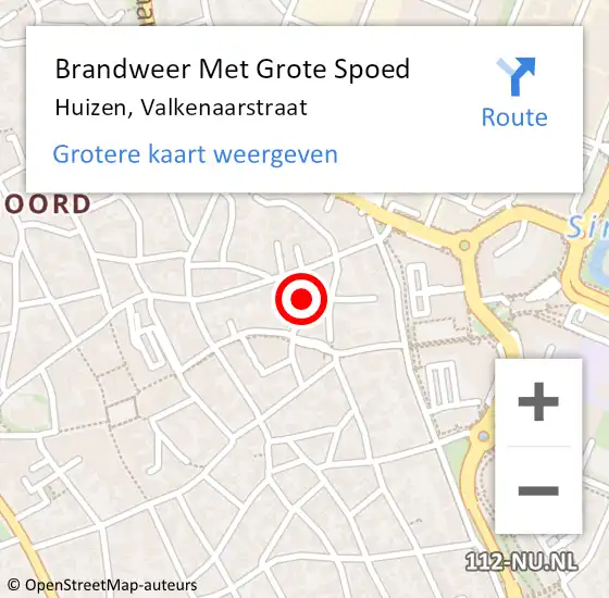 Locatie op kaart van de 112 melding: Brandweer Met Grote Spoed Naar Huizen, Valkenaarstraat op 27 april 2022 21:55