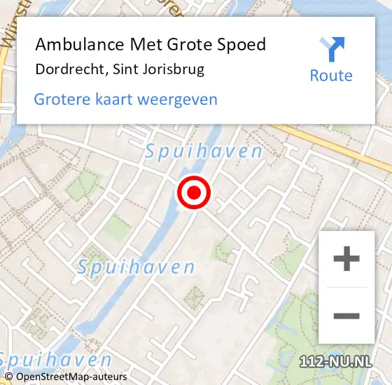 Locatie op kaart van de 112 melding: Ambulance Met Grote Spoed Naar Dordrecht, Sint Jorisbrug op 27 april 2022 22:15