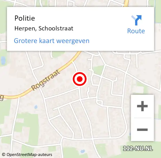 Locatie op kaart van de 112 melding: Politie Herpen, Schoolstraat op 27 april 2022 22:25