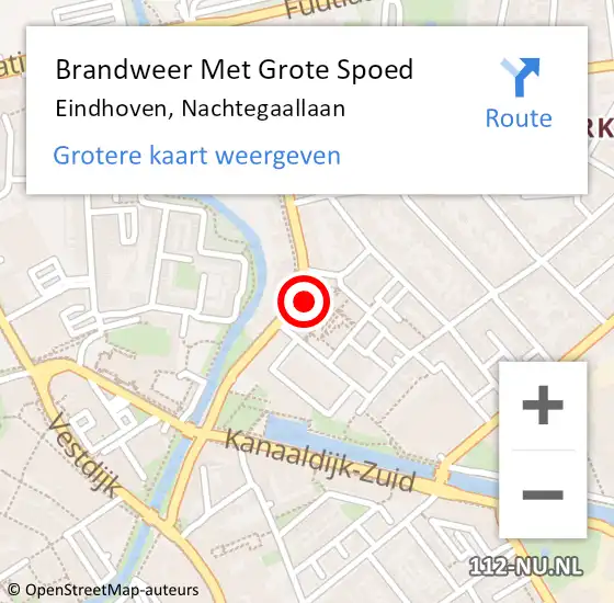 Locatie op kaart van de 112 melding: Brandweer Met Grote Spoed Naar Eindhoven, Nachtegaallaan op 27 april 2022 22:33