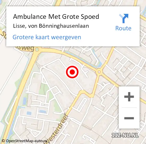 Locatie op kaart van de 112 melding: Ambulance Met Grote Spoed Naar Lisse, von Bönninghausenlaan op 27 april 2022 22:35