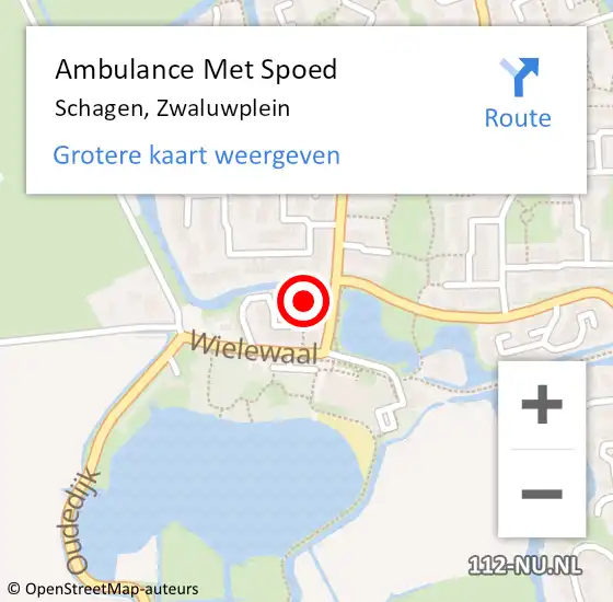 Locatie op kaart van de 112 melding: Ambulance Met Spoed Naar Schagen, Zwaluwplein op 27 april 2022 22:56