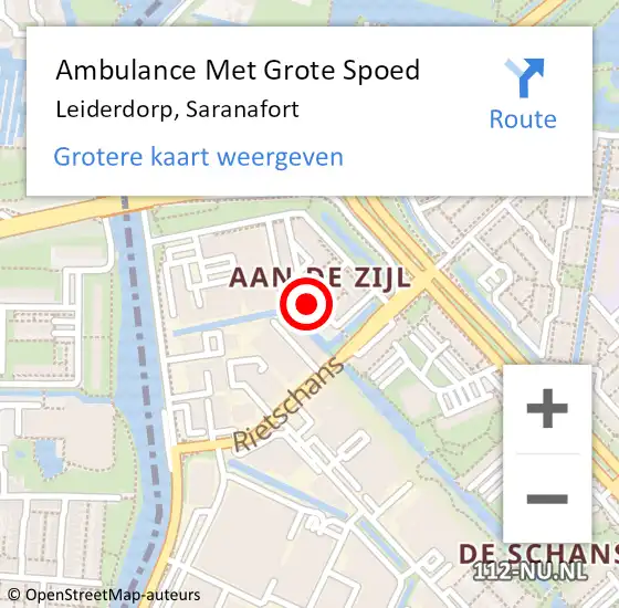 Locatie op kaart van de 112 melding: Ambulance Met Grote Spoed Naar Leiderdorp, Saranafort op 27 april 2022 23:10