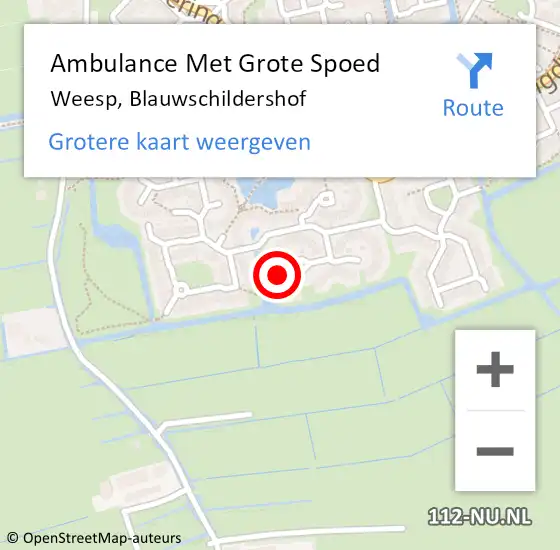 Locatie op kaart van de 112 melding: Ambulance Met Grote Spoed Naar Weesp, Blauwschildershof op 27 april 2022 23:19