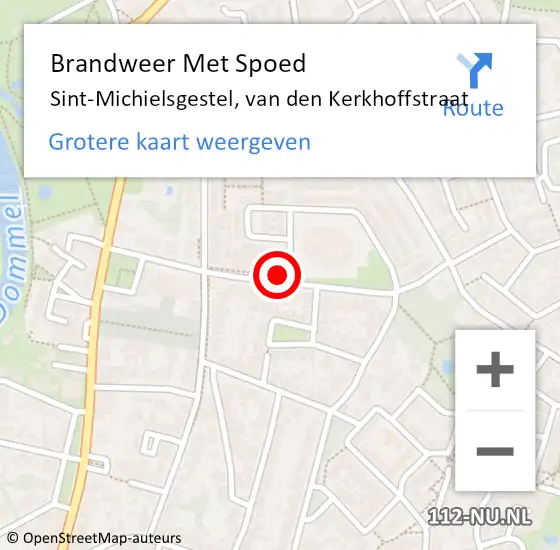 Locatie op kaart van de 112 melding: Brandweer Met Spoed Naar Sint-Michielsgestel, van den Kerkhoffstraat op 27 april 2022 23:35