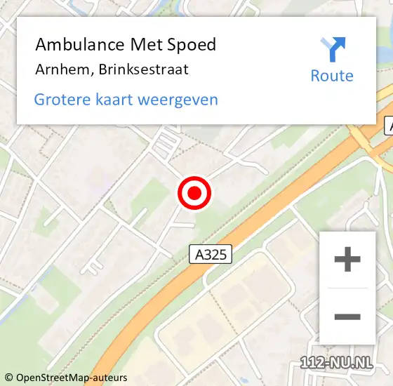 Locatie op kaart van de 112 melding: Ambulance Met Spoed Naar Arnhem, Brinksestraat op 27 april 2022 23:45