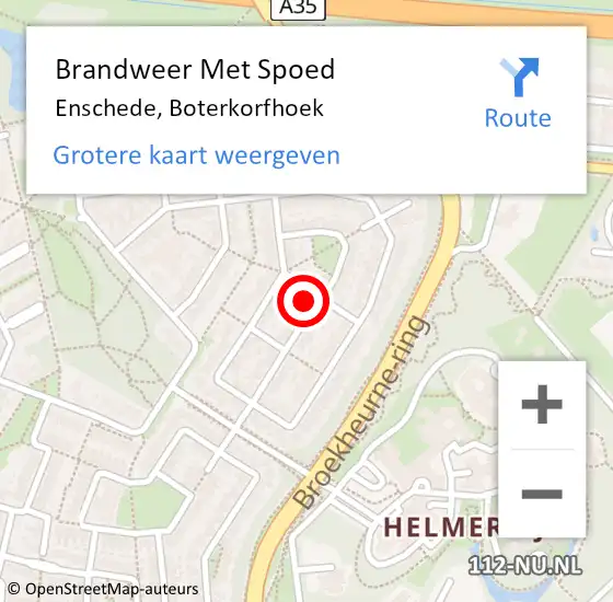 Locatie op kaart van de 112 melding: Brandweer Met Spoed Naar Enschede, Boterkorfhoek op 27 april 2022 23:52