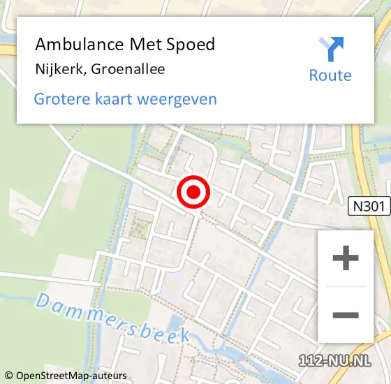 Locatie op kaart van de 112 melding: Ambulance Met Spoed Naar Nijkerk, Groenallee op 28 april 2022 00:13