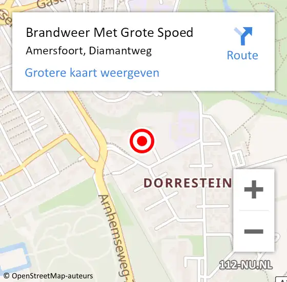 Locatie op kaart van de 112 melding: Brandweer Met Grote Spoed Naar Amersfoort, Diamantweg op 28 april 2022 00:48