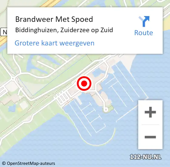 Locatie op kaart van de 112 melding: Brandweer Met Spoed Naar Biddinghuizen, Zuiderzee op Zuid op 28 april 2022 01:40