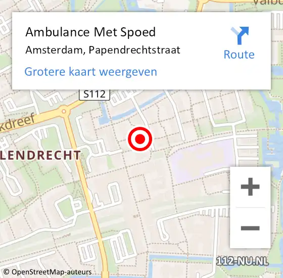 Locatie op kaart van de 112 melding: Ambulance Met Spoed Naar Amsterdam-Zuidoost, Papendrechtstraat op 28 april 2022 02:01