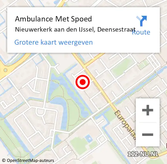 Locatie op kaart van de 112 melding: Ambulance Met Spoed Naar Nieuwerkerk aan den IJssel, Deensestraat op 28 april 2022 02:24