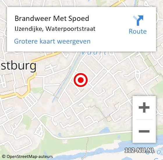 Locatie op kaart van de 112 melding: Brandweer Met Spoed Naar IJzendijke, Waterpoortstraat op 28 april 2022 02:24