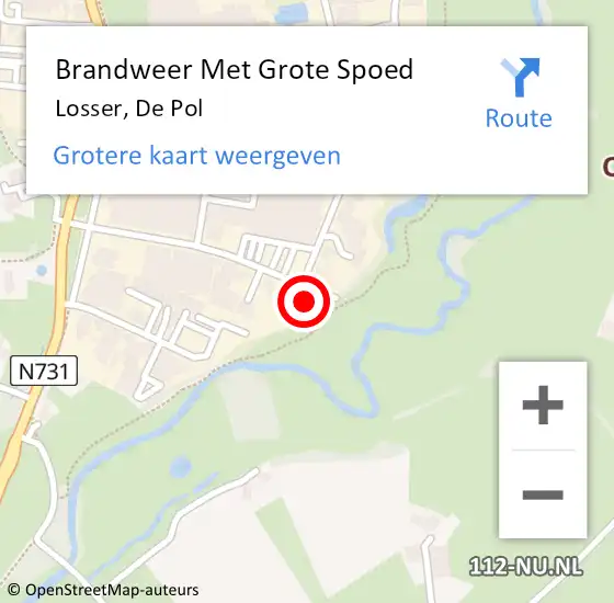 Locatie op kaart van de 112 melding: Brandweer Met Grote Spoed Naar Losser, De Pol op 28 april 2022 02:39