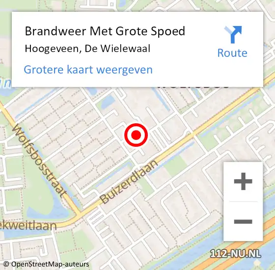 Locatie op kaart van de 112 melding: Brandweer Met Grote Spoed Naar Hoogeveen, De Wielewaal op 28 april 2022 02:49