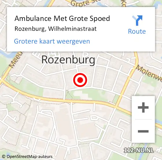 Locatie op kaart van de 112 melding: Ambulance Met Grote Spoed Naar Rozenburg, Wilhelminastraat op 28 april 2022 03:30