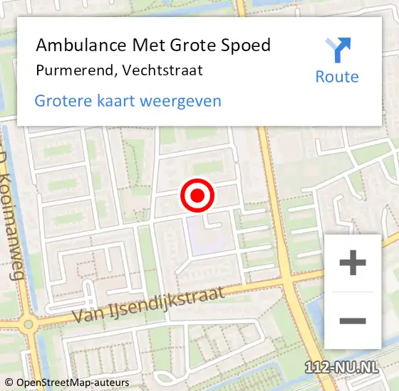 Locatie op kaart van de 112 melding: Ambulance Met Grote Spoed Naar Purmerend, Vechtstraat op 28 april 2022 03:48