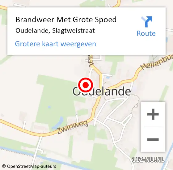 Locatie op kaart van de 112 melding: Brandweer Met Grote Spoed Naar Oudelande, Slagtweistraat op 28 april 2022 03:51