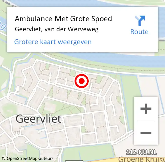 Locatie op kaart van de 112 melding: Ambulance Met Grote Spoed Naar Geervliet, van der Werveweg op 28 april 2022 04:20