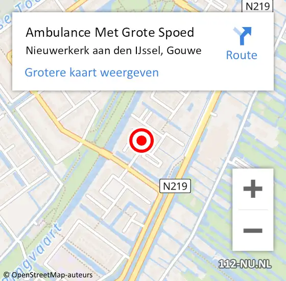 Locatie op kaart van de 112 melding: Ambulance Met Grote Spoed Naar Nieuwerkerk aan den IJssel, Gouwe op 28 april 2022 04:22