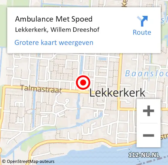 Locatie op kaart van de 112 melding: Ambulance Met Spoed Naar Lekkerkerk, Willem Dreeshof op 28 april 2022 04:52