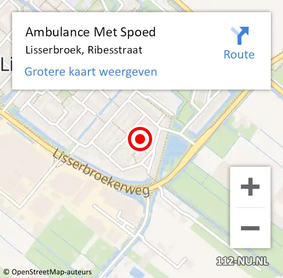 Locatie op kaart van de 112 melding: Ambulance Met Spoed Naar Lisserbroek, Ribesstraat op 28 april 2022 06:52