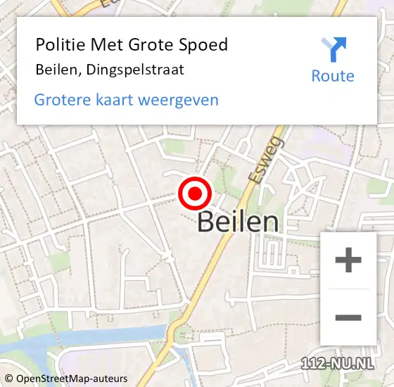 Locatie op kaart van de 112 melding: Politie Met Grote Spoed Naar Beilen, Dingspelstraat op 28 april 2022 07:08