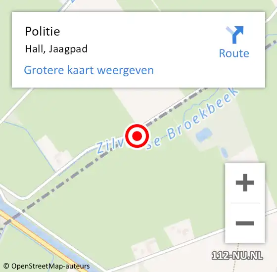 Locatie op kaart van de 112 melding: Politie Hall, Jaagpad op 28 april 2022 07:33