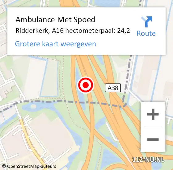 Locatie op kaart van de 112 melding: Ambulance Met Spoed Naar Tynaarlo, A16 hectometerpaal: 24,2 op 28 april 2022 07:41