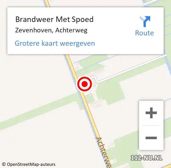 Locatie op kaart van de 112 melding: Brandweer Met Spoed Naar Zevenhoven, Achterweg op 28 april 2022 08:10