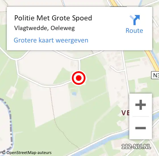 Locatie op kaart van de 112 melding: Politie Met Grote Spoed Naar Vlagtwedde, Oeleweg op 28 april 2022 08:15