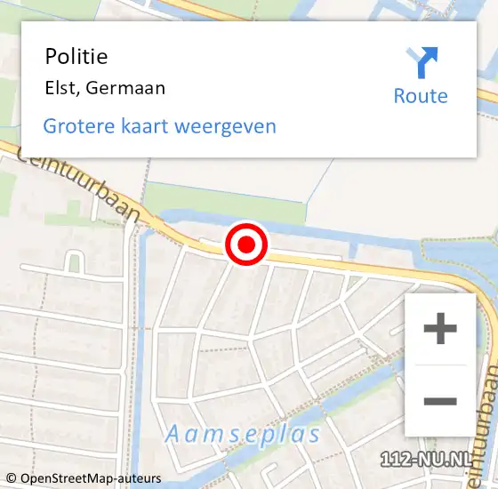 Locatie op kaart van de 112 melding: Politie Elst, Germaan op 28 april 2022 08:30