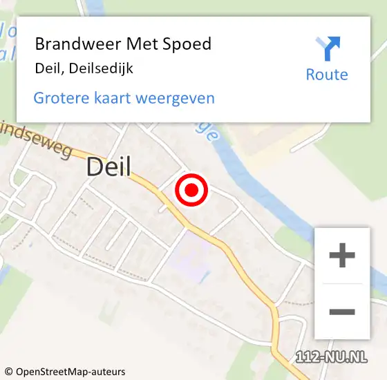 Locatie op kaart van de 112 melding: Brandweer Met Spoed Naar Deil, Deilsedijk op 28 april 2022 08:53