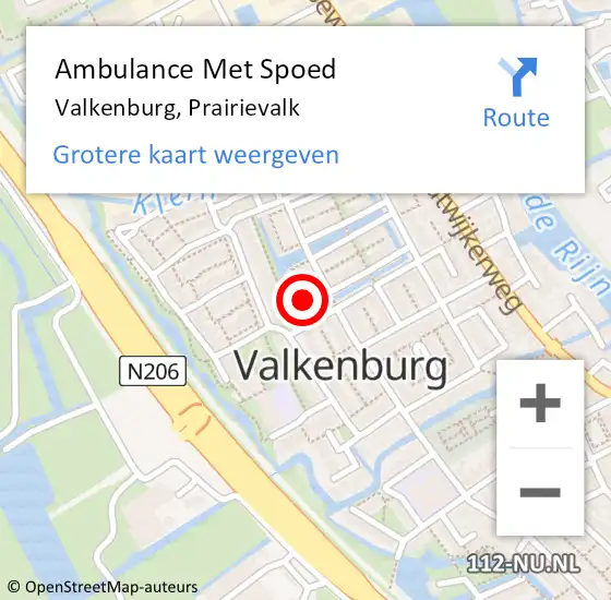 Locatie op kaart van de 112 melding: Ambulance Met Spoed Naar Valkenburg, Prairievalk op 28 april 2022 08:58