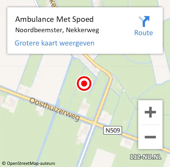 Locatie op kaart van de 112 melding: Ambulance Met Spoed Naar Noordbeemster, Nekkerweg op 28 april 2022 09:08