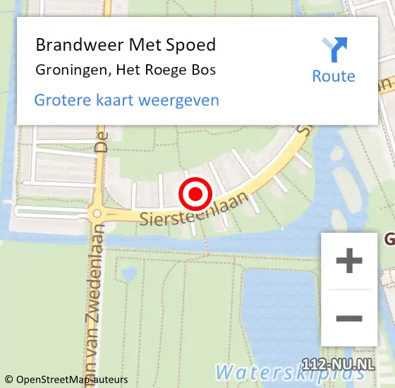 Locatie op kaart van de 112 melding: Brandweer Met Spoed Naar Groningen, Het Roege Bos op 28 april 2022 09:09