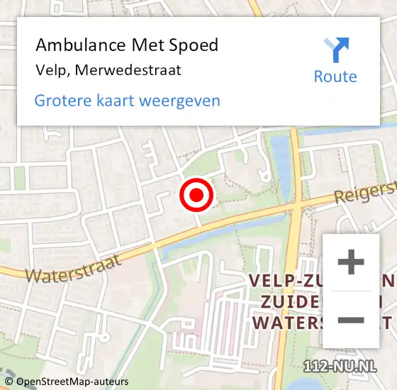 Locatie op kaart van de 112 melding: Ambulance Met Spoed Naar Velp, Merwedestraat op 28 april 2022 09:13