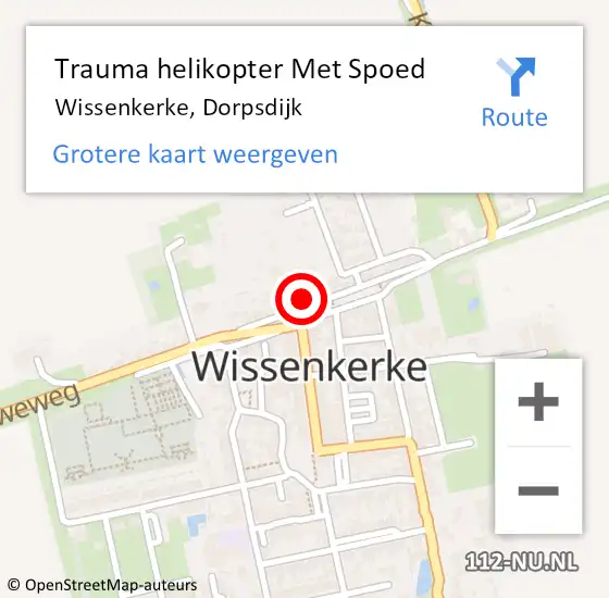 Locatie op kaart van de 112 melding: Trauma helikopter Met Spoed Naar Wissenkerke, Dorpsdijk op 28 april 2022 09:20