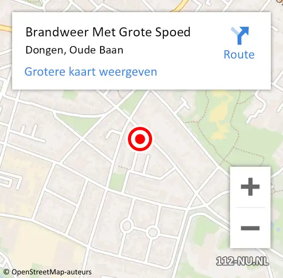 Locatie op kaart van de 112 melding: Brandweer Met Grote Spoed Naar Dongen, Oude Baan op 28 april 2022 09:32