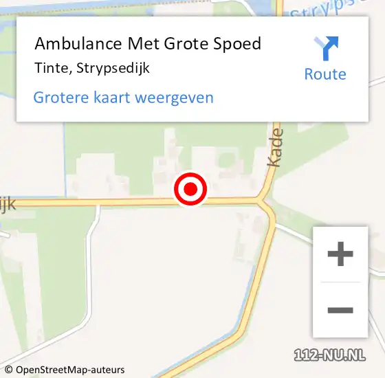 Locatie op kaart van de 112 melding: Ambulance Met Grote Spoed Naar Tinte, Strypsedijk op 28 april 2022 09:36