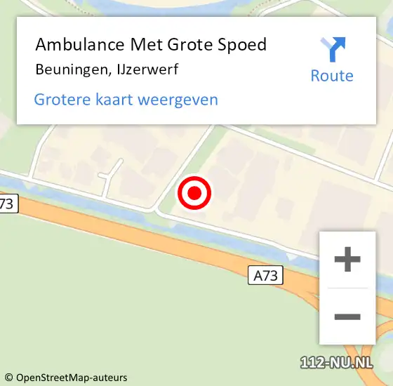 Locatie op kaart van de 112 melding: Ambulance Met Grote Spoed Naar Beuningen, IJzerwerf op 28 april 2022 10:18