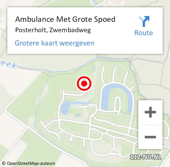 Locatie op kaart van de 112 melding: Ambulance Met Grote Spoed Naar Posterholt, Zwembadweg op 28 april 2022 10:24