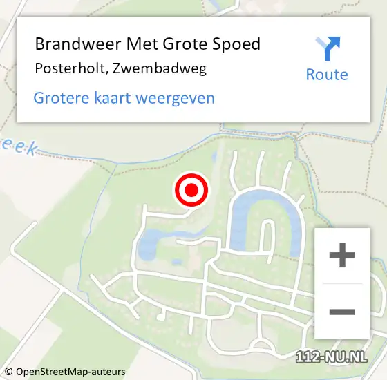 Locatie op kaart van de 112 melding: Brandweer Met Grote Spoed Naar Posterholt, Zwembadweg op 28 april 2022 10:24